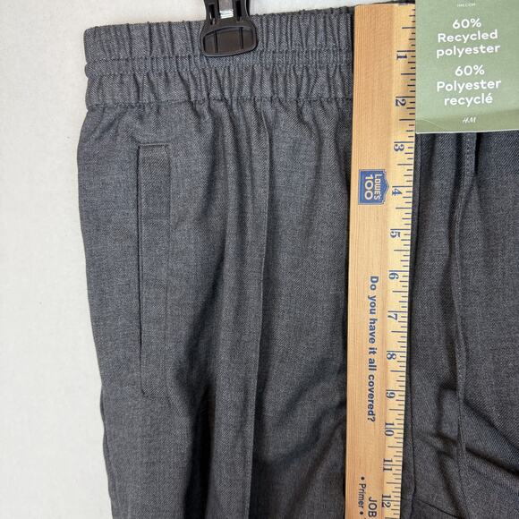 H&M Pants Mens Large Gray High-Rise Pleated Flat Front Drawstring Waist Trendy - Picture 11 of 14